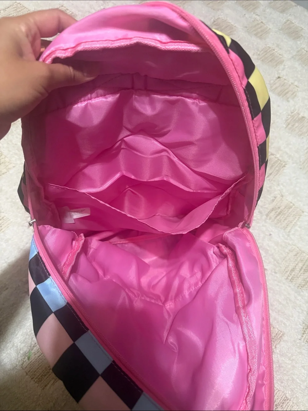 Kids Pink Checkerboard Backpack with Pastel Accents